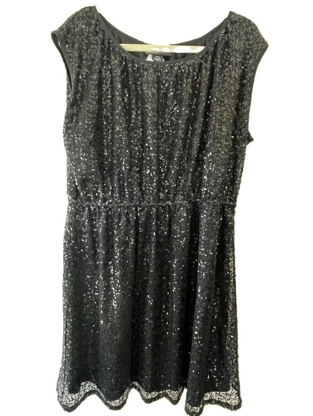 LANE BRYANT DRESS PLUS SZ 14/16 BLACK SEQUINS SLEEVELESS EVENING COCKTAIL PARTY